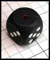 Dice : Dice - 6D Pipped - Black Painted Wood with Flat Pips Red 1 - JA Collection Apr 2024